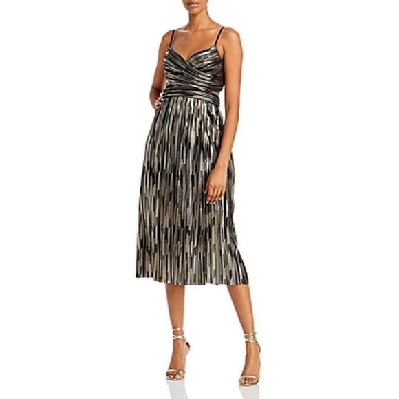 Aidan by Aidan Mattox Pleated Cutout Back Midi Dress, Size 8 - Picture 2 of 2